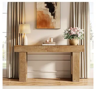 Solid Wood Console Table / Hallway Sofa Table - Light Oak Finish