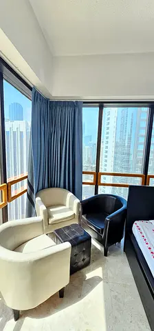 Set of 3 Modern Leather Accent Chairs with Ottoman - Cream  Black