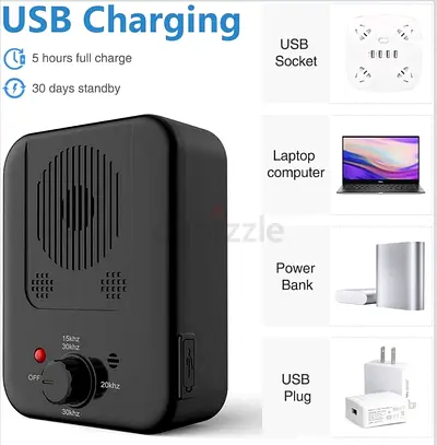 Control dog barking Portable USB Rechargeable Ultrasonic Pest Repeller - Adjustable Frequency