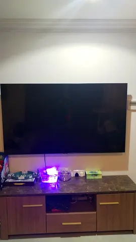 65 inch Samsung smart - mounted with wooden TV unit (used)