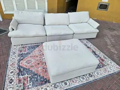 High quality Home Center swin feather filled sofa with ottoman Beige