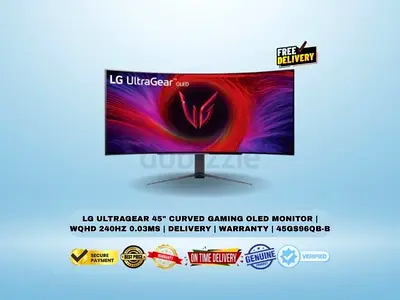 LG UltraGear 45 Curved Gaming OLED Monitor | WQHD 240Hz 0.03ms | Delivery | Warranty | 45GS96QB-B