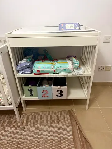 IKEA White Wooden Baby Changing Table with Shelves