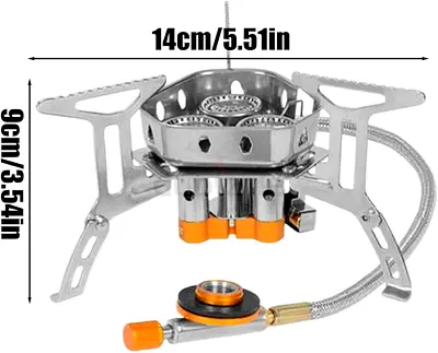 Windproof Camping Stove | Windproof Burner with Canister Adapter and Carrying Case - 2800W Foldable