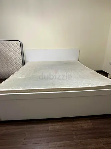 Two White Double Bed Frame with Mattress - Good Condition Home box and another one local but unused