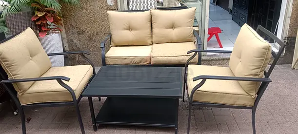 Outdoor 4-Piece Patio Seating Set with Cushions and Coffee Table