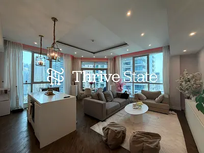 شقة مفروشة بغرفتي نوم | برج تورش | شرفة مطلة على المارينا والمسبح