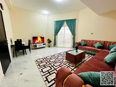 Luxurious two-bedroom apartment with a living room, fully furnished, and featuring a balcony with se