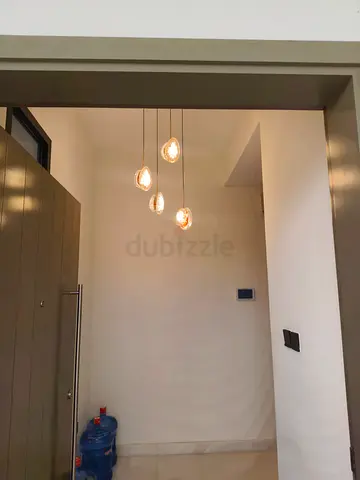 Set of 4 Modern Pendant Hanging Lights - Glass Teardrop Design