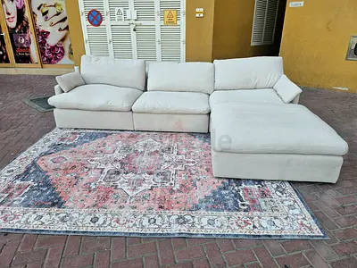 Beige feather 🪶 filled Modular sofa with footstool