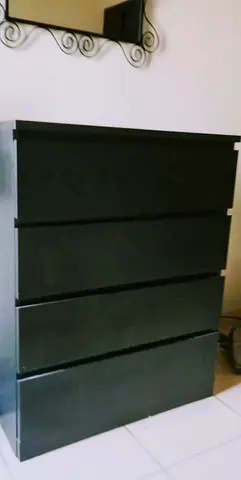 IKEA 4-drawer Chest / Dresser - Dark Brown, Good Condition with matching mirror