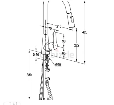 Single-handle pull-out kitchen sink faucet (mixer tap) - new