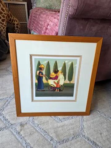 Framed Vintage-Style Still Life Print with Wooden Frame and Double Mat