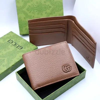 Genuine Brown Leather Gucci Bi-Fold Wallet with Box