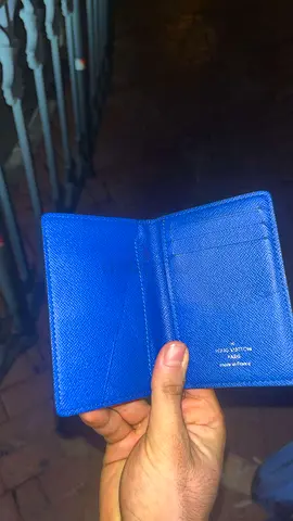 Blue Leather Card Holder / Small Wallet - Good Used Condition