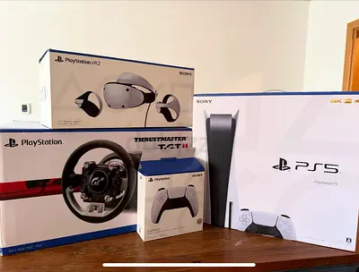 Sony PS5 Console 1TB disc  + Controller + PS VR2 + Thrustmaster T-GT 2 (wheel + pedals)