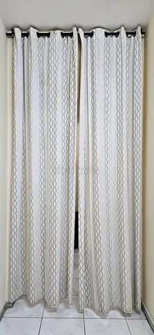 HENNY RAND from Ikea Pair of grey patterned eyelet curtains (ready to hang) 57x98