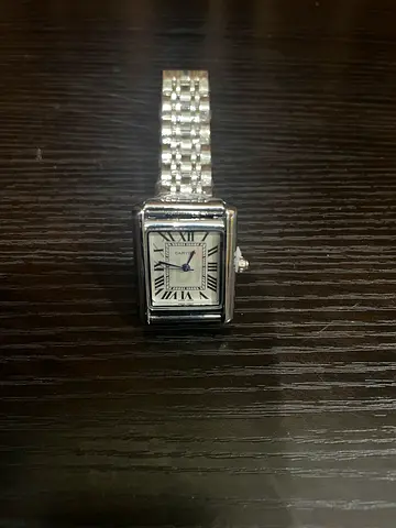 Cartier Classic rectangular silver womens wristwatch with metal bracelet