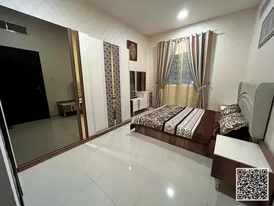 للإيجار الشهري بعجمان – شقه غرفةوصاله مع بلكونه أطلاله مفتوحه مميزه, الشقه مفروشه بالكامل فرش جديد راقي جدا, مع مطبخ مجهز بالكامل بأحدث الأجهزه