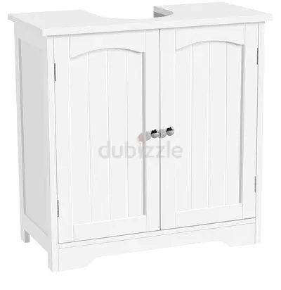 Under Sink Bathroom Cabinet, Floor Standing Storage Cupboard Basin Unit with 2 Doors