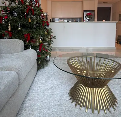 Light beige shaggy living room rug - good condition