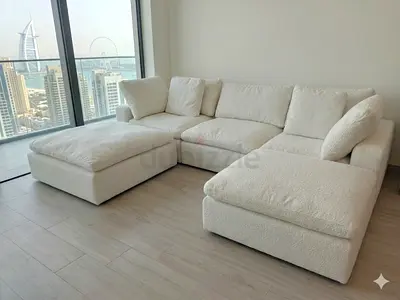 Marina home feather 🪶 filled modular sofa with two ottoman to make Ushape