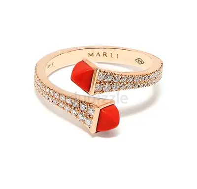 Marli New York  Cleo Diamond Wrap Ring (Red Coral)