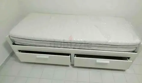 Ikea brimness Day bed frame with 2 big storage drawers underneath and with 2 Ikea mattresses is avai