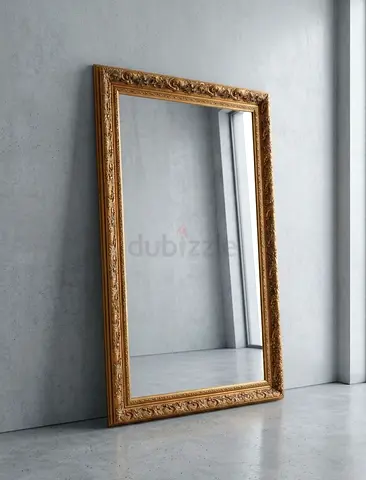 Large Ornate Full-Length Wall Mirror with Gold Frame
