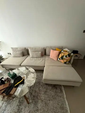 Light Beige Soderhamn L-shaped Sofa with Chaise - Good Condition