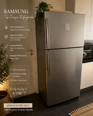 My stainless steel two-door refrigerator with top freezer