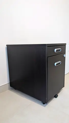 Office Filing Cabinet with Code Lock — Dark Wood Finish