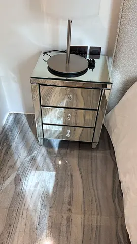 Mirrored 3-Drawer Nightstand — Good Condition
