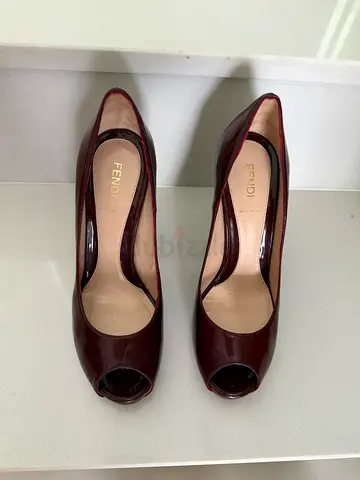 Fendi shoes Peep-Toe Platform Pumps with FF (Zucca) Heel