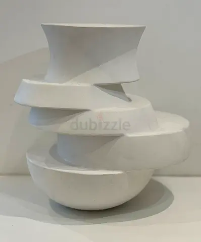 Modern Sculptural White Ceramic Vase — Unique Layered Design
