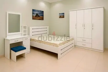 Brand New White 3-Piece Bedroom Set: Bed, Wardrobe  Dressing Table