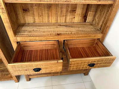 Solid mango Wooden Bookcase with Drawers - Good Condition