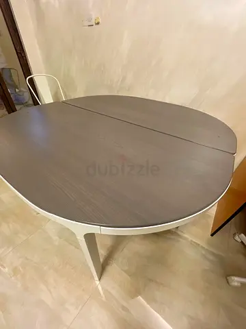 Modern Oval Dining/Side Table - Light Wood  White Base