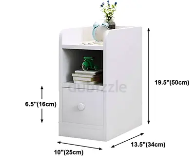 Compact White Bedside Nightstand with Drawer and Open Shelf