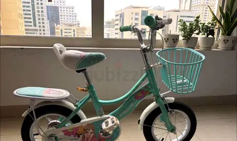 Childrens 12-inch Mint Green Kids Bike with Basket — Good Condition