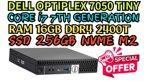 DELL OPTIPLEX 7050 TINY RAM 16GB DDR4 INTEL CORE I7 7TH GENERATION SSD 256GB NVME M2