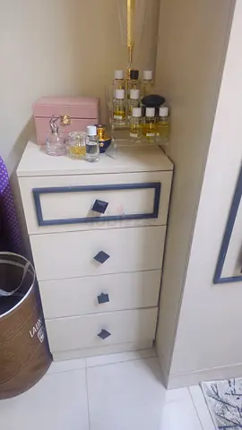 White Chest of Drawers with Black Trim - 4 Drawer Dresser 6 doors