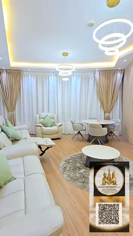 Luxury two-bedroom apartment, living room, and three bathrooms (Orient Towers - Ajman), with direct sea views. Brand new apartment, 3700 sq ft, and tw