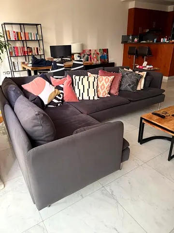 Large Dark Grey L-Shaped Sofa — Comfortable Sectional, Good Condition - SÖDERHAMN
