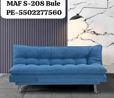 Blue Convertible Sofa Bed - Modern Compact 2-3 Seater