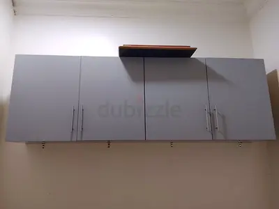 Wall-mounted grey kitchen/storage cabinets - set of 4 doors