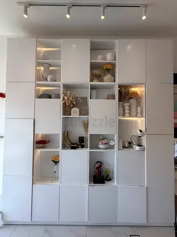 Large White Modular Display Cabinet / Entertainment Storage Unit