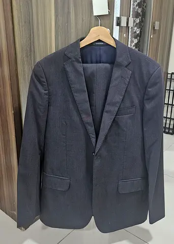 Mens Dark Grey Single-Breasted Sakoor Suit Jacket - Size Approx L
