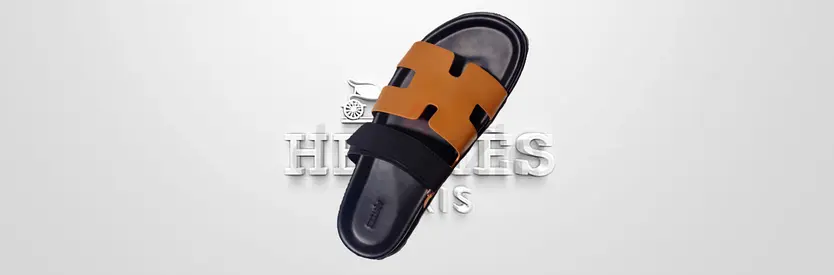Original Hermes Chypre Size 44 Brown/Black Leather Flat Sandals