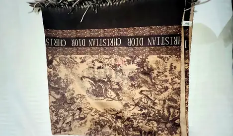 Christian Dior patterned silk-blend scarf / shawl - brown/cream